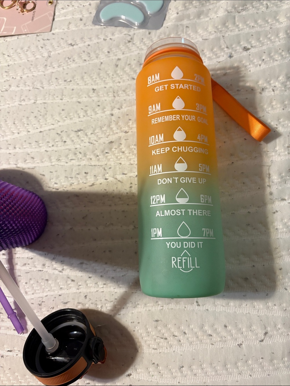 Purple Textured Tumbler & Orange-Green Gradient Water Bottle - Picture 8 of 10